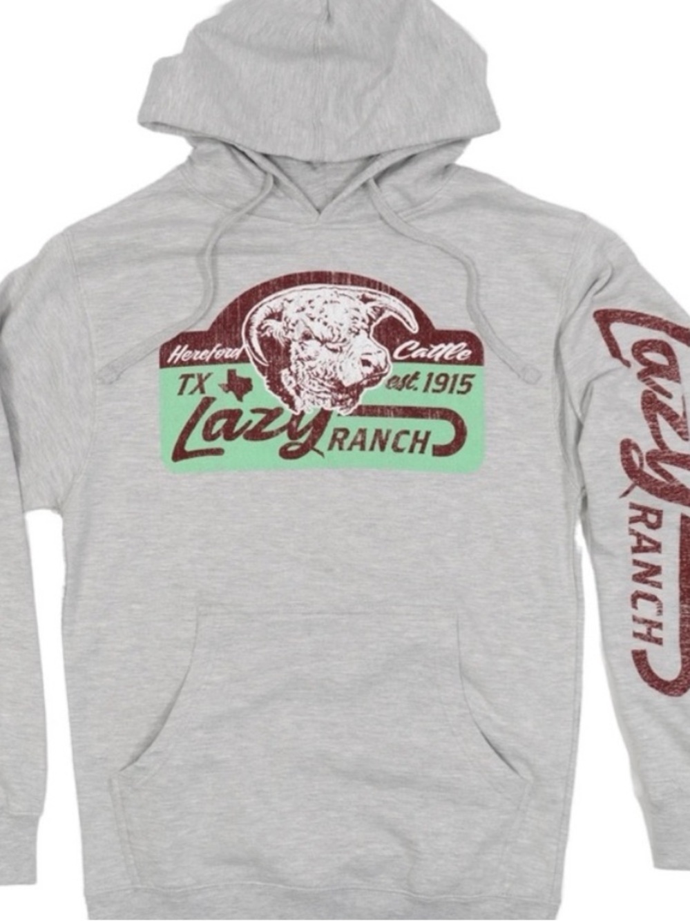 Lazy Ranch Graphic Hoodie Sweatshirt - Light Gray